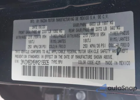 2021 Mazda Cx-30 Premium from USA, damaged, VIN 3MVDMBDM5MM216605